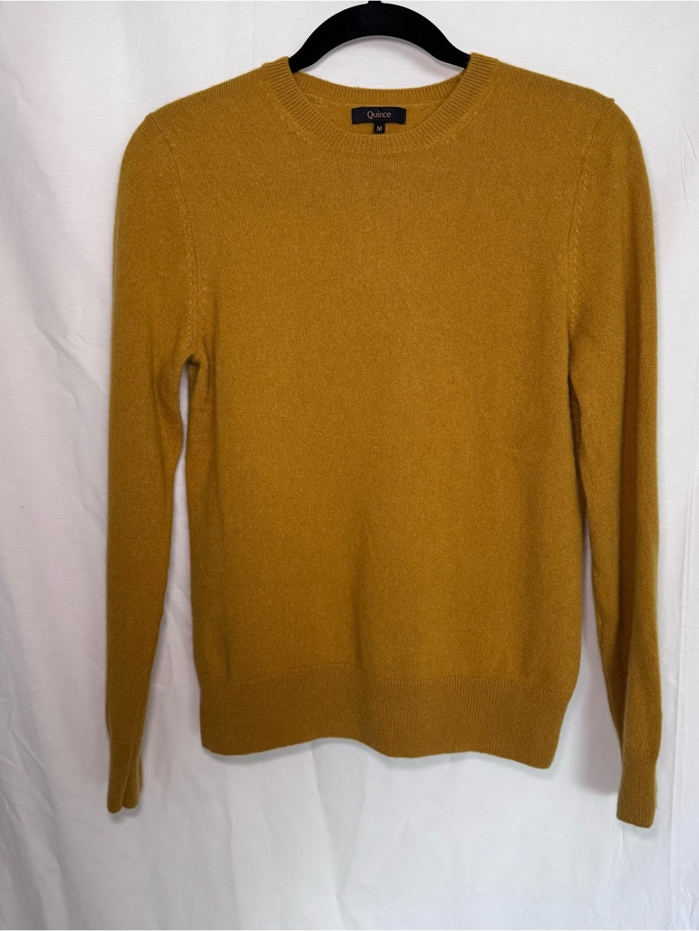 Quince Mongolian Cashmere Crewneck Sweater Spicy Mustard Yellow M